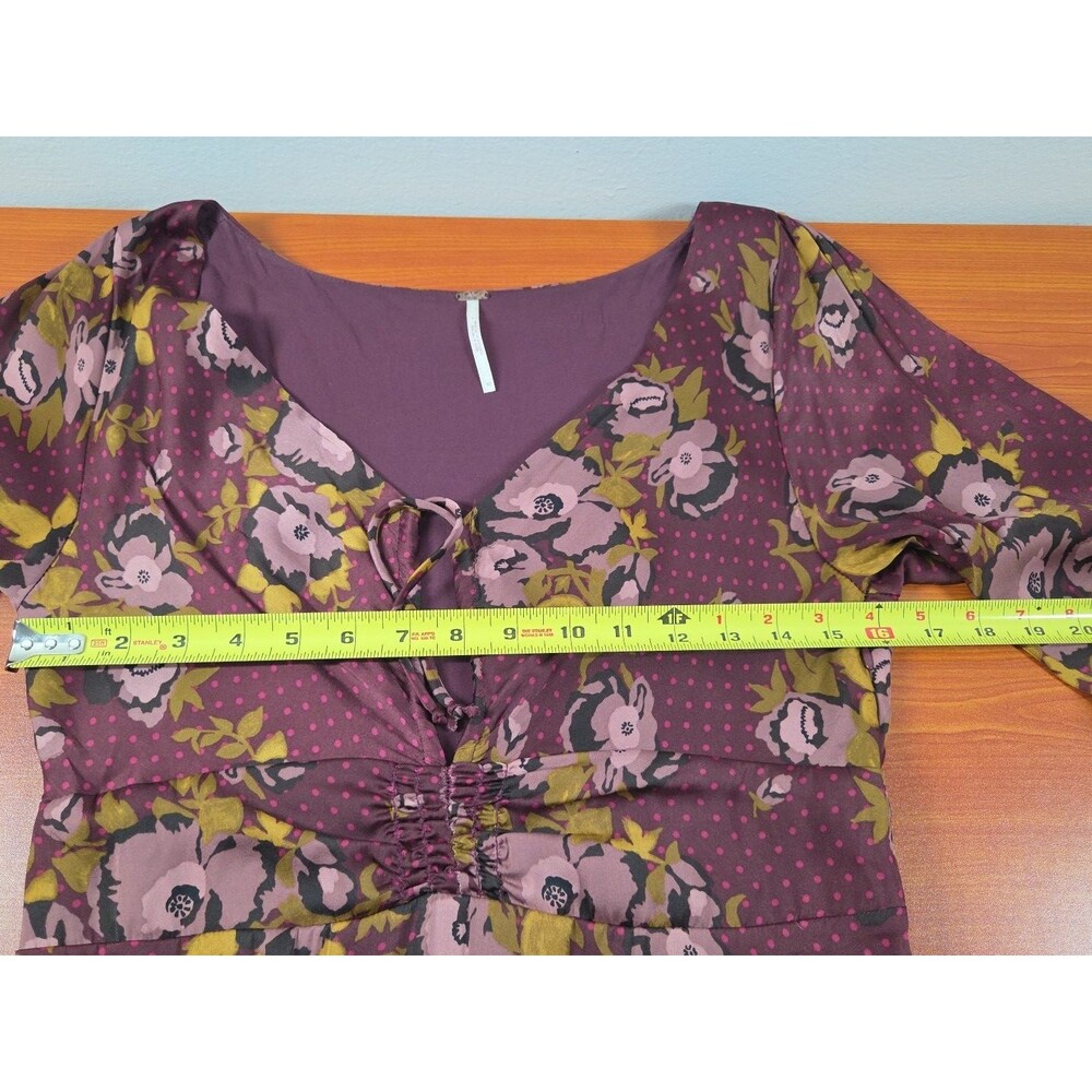 Free People Dress Morning Light Mini Purple Floral Keyhole sz10 Whimsy Fairy EUC - Picture 12 of 16